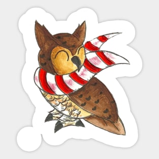 Cozy Christmas Owl Sticker